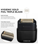 Cocco IMPACTO Shaver - Hygienic Gold Foil Triple Blade, Wet & Dry Use